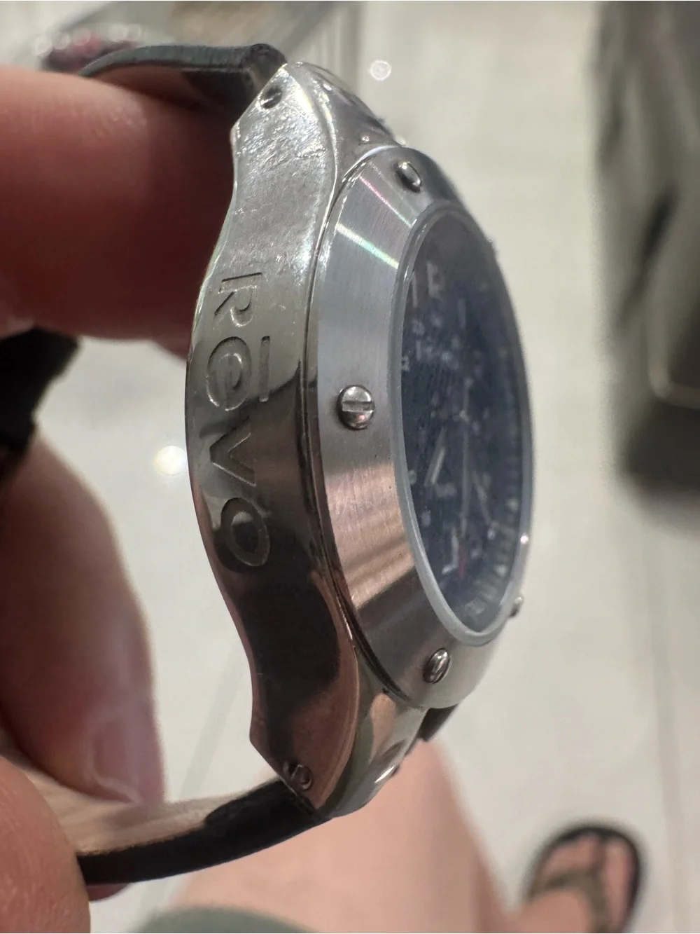 Revo Black Dial Watch with Silver Case and Black Strap
